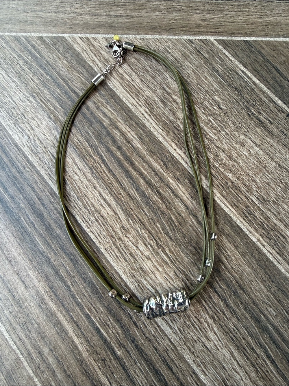 Silpada Olive Green Multi-Strand Necklace with Silver Accent